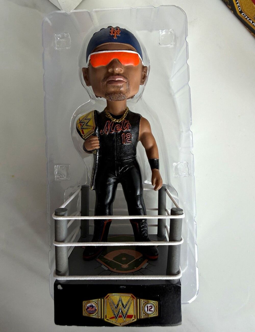2026 Francisco Lindor WWE Mets Bobblehead SGA Championship Belt #12 w/ Box
